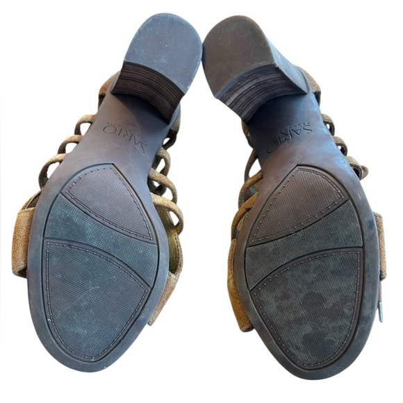 Franco Sarto Cognac Suede Tie Front Cut Out Wooden Block Heel Size 6.5 - Picture 7 of 8